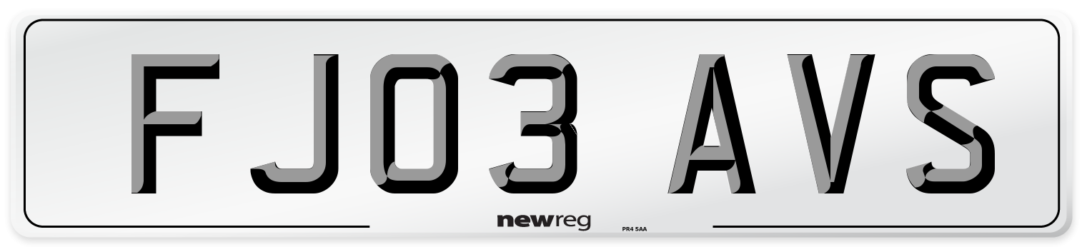 FJ03 AVS Number Plate from New Reg